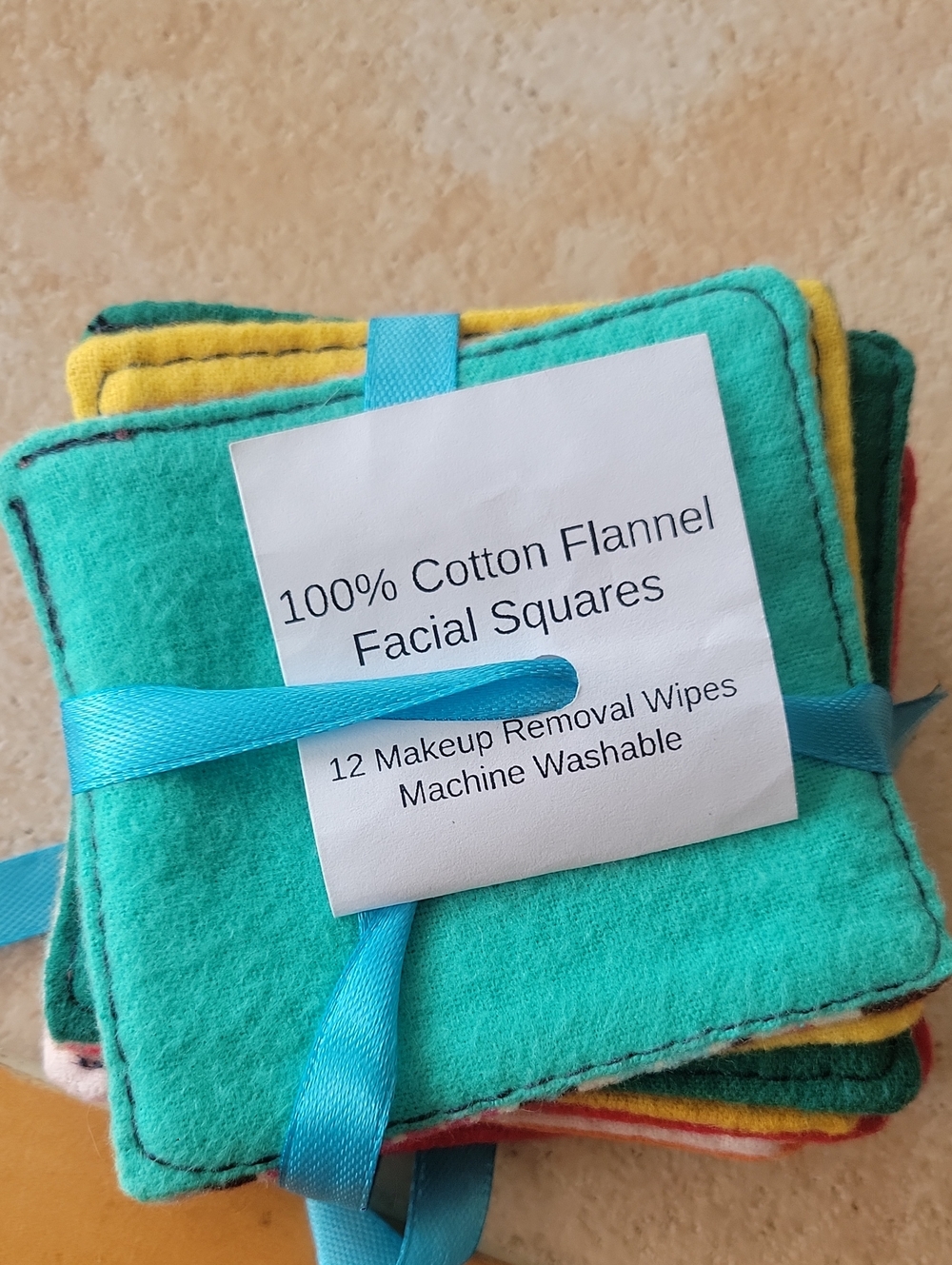 12 Handmade Flannel Facial Squares, Makeup Removal Wipes
